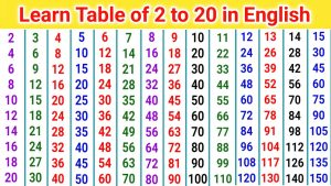 2 to 20 Table